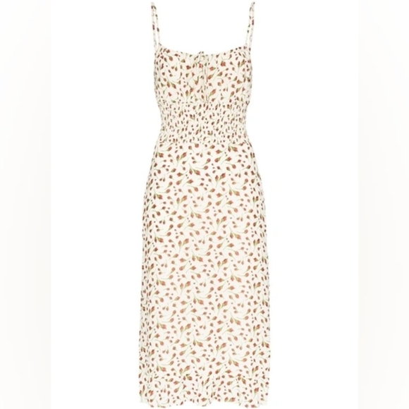 Reformation Genie Midi Dress Marion Rose Print White Red 4 - Picture 12 of 12